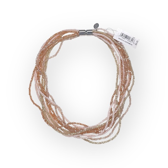 new Stella + Ruby ❃ Multi Strand Glass Bead Necklace ❃ Silver Cashmere Champagne - Picture 7 of 16